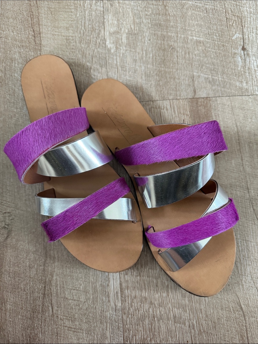 L’Intervalle Danay Slides Sandals Purple and Silver Size 41